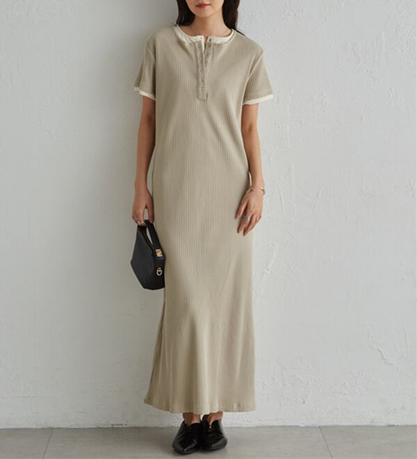 RANAN（ラナン）の「レイヤードヘンリーネックリブワンピース（カットソーワンピース）」｜詳細画像