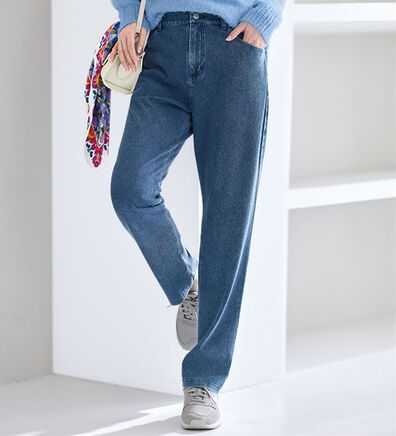 BELLUNA（ベルーナ）の「まるでデニム！ストレッチニットデニム（フルレングスパンツ）」