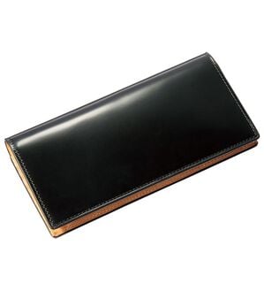 「宮内レザー製コードバン財布　長財布（メンズ財布・パスケース）」｜ブラック