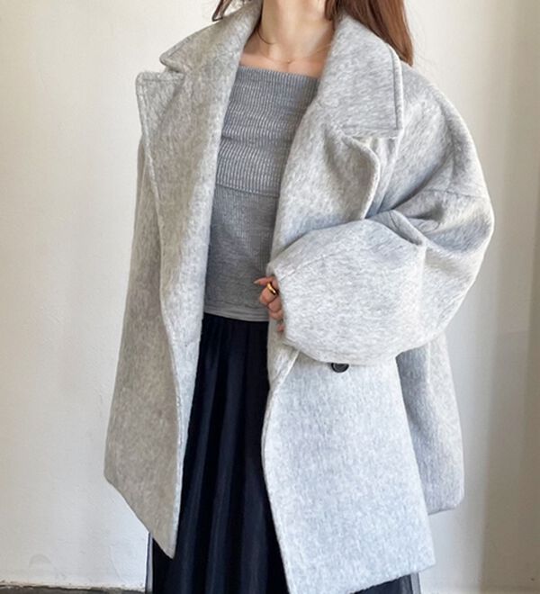 「【YOUING.】シャギーオーバーサイズミドルコート（ハーフコート）」｜詳細画像