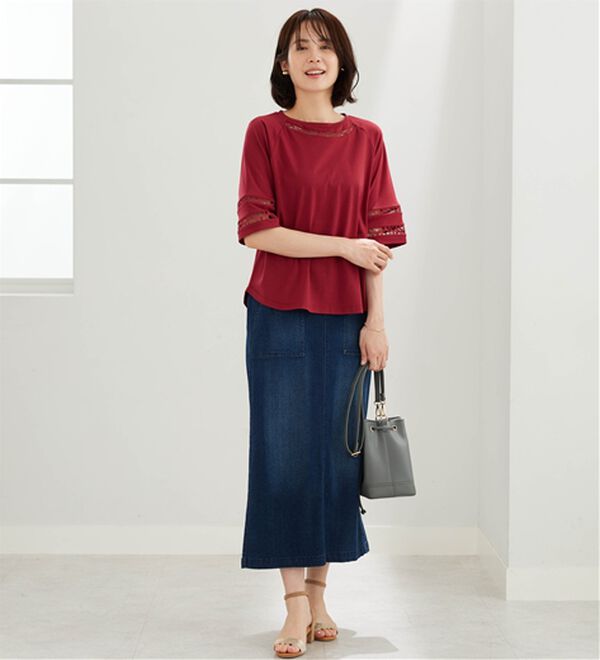 BELLUNA（ベルーナ）の「衿＆袖ハシゴレース使いプルオーバー（カットソー）」｜詳細画像