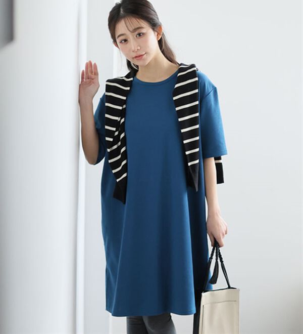 A HAPPY MARILYN（アハッピーマリリン）の「【Ｍ～８Ｌ】【接触冷感・吸水速乾】体型カバー五分袖チュニック（チュニック）」｜詳細画像