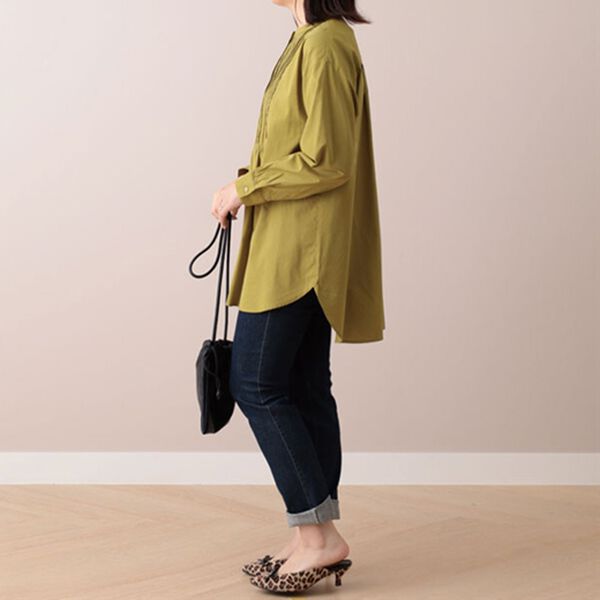 BELLUNA（ベルーナ）の「バンドカラーピンタック使いシャツチュニック（チュニック）」｜詳細画像