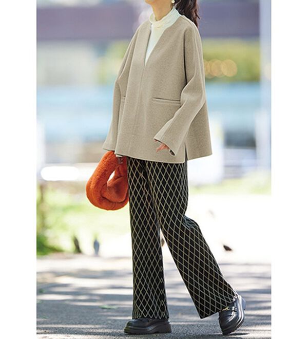 RANAN（ラナン）の「メルトン調素材深Ｖネックポンチョプルオーバー（カットソー）」｜詳細画像