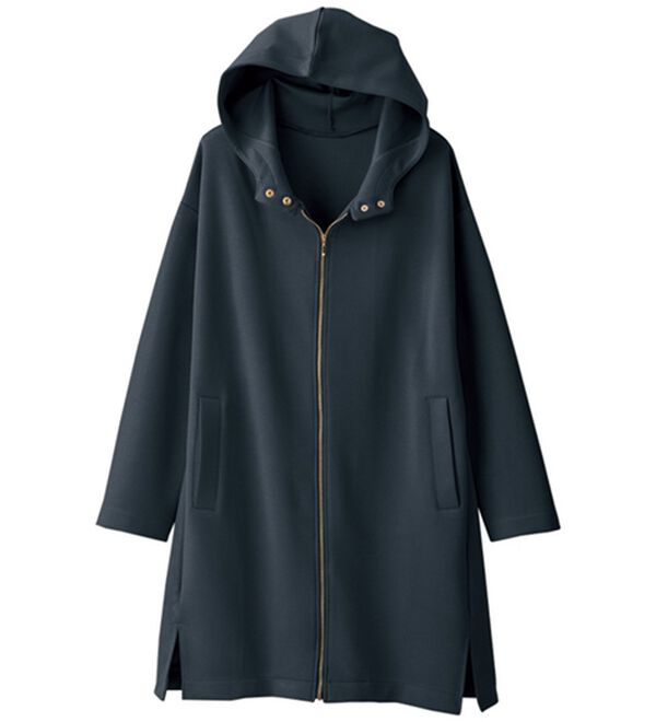 BELLUNA（ベルーナ）の「衿デザインツイルロングパーカー（パーカー）」｜ネイビー