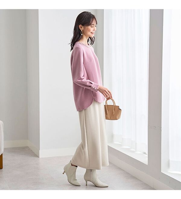 BELLUNA（ベルーナ）の「パール使いふくれジャカードプルオーバー（カットソー）」｜詳細画像