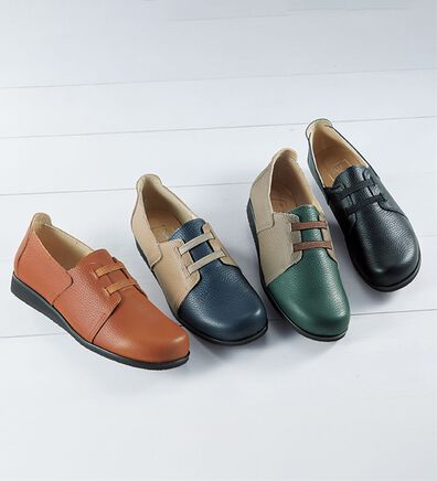 BELLUNA（ベルーナ）の「イタリアンレザー４Ｅゴム紐シューズ（スリッポン）」