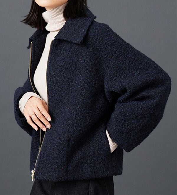 BELLUNA（ベルーナ）の「ブークレステンカラージャケット（その他ジャケット）」｜ネイビー