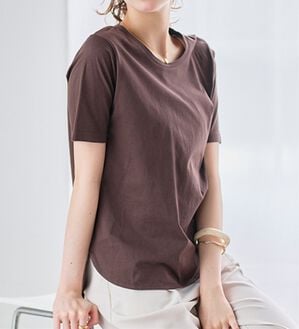 RANAN（ラナン）の「＜ＢＣ＞綿１００％ひんやりラウンドヘムプルオーバー（カットソー）」｜ダークブラウン