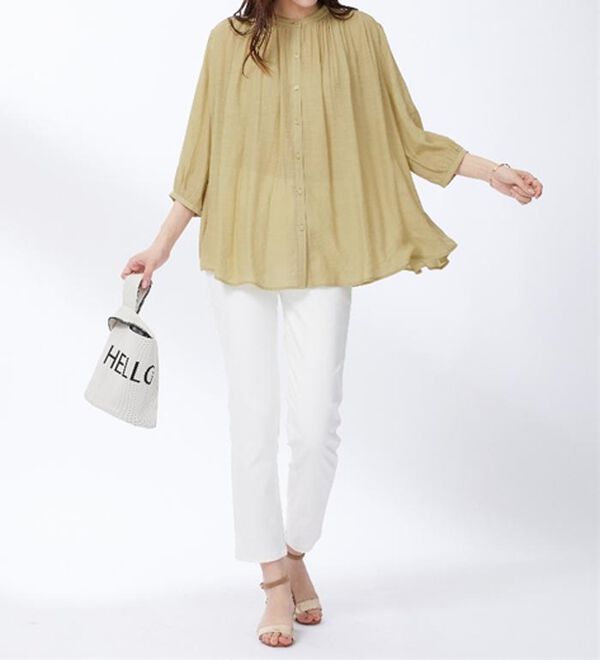 BELLUNA（ベルーナ）の「スラブ素材ギャザーデザインブラウス（ブラウス）」｜詳細画像