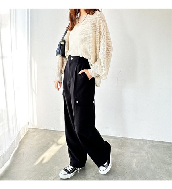 GeeRA（ジーラ）の「タックワイドストレートカーゴパンツ（フルレングスパンツ）」｜詳細画像