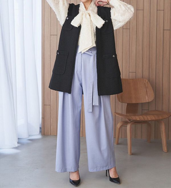 RANAN（ラナン）の「リボンデザインボックスタックワイドパンツ（ワイドパンツ・ガウチョ）」｜詳細画像