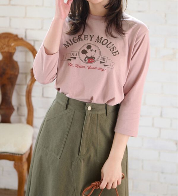BELLUNA（ベルーナ）の「＜Ｄｉｓｎｅｙ＞【ミッキー】プリント7分袖Tシャツ（Tシャツ）」｜詳細画像