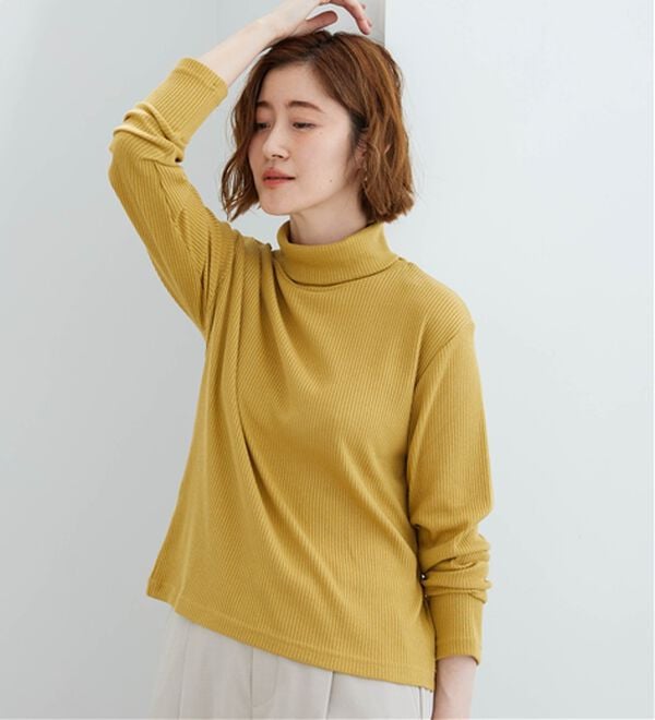 BELLUNA（ベルーナ）の「まるでニット！サラッと軽いリブハイネックプルオーバー（カットソー）」｜詳細画像