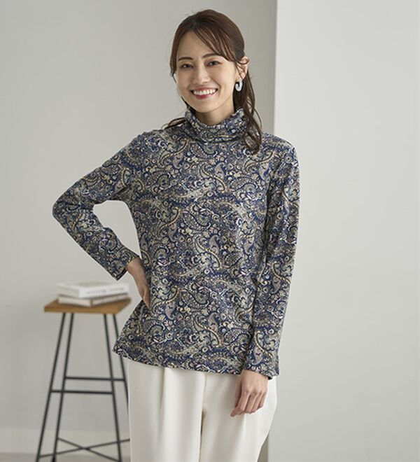 BELLUNA（ベルーナ）の「テンセル（ＴＭ）繊維・コットンプリントプルオーバー（カットソー）」｜詳細画像