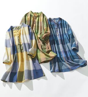 ルフラン（ルフラン）の「【３色組】さらり快適。ビッグチェック柄ブラウス（ブラウス）」｜詳細画像