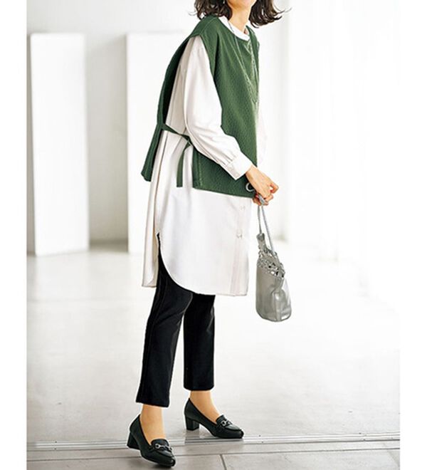 BELLUNA（ベルーナ）の「カットソージャカード素材ベストアンサンブル（アンサンブル）」｜詳細画像