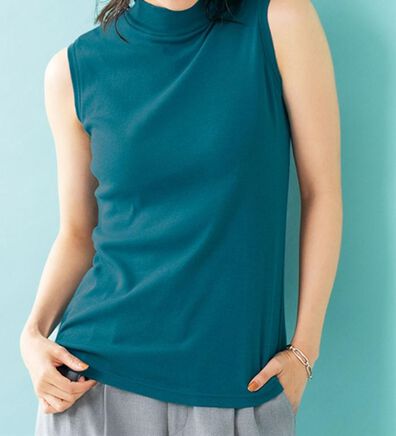 LAVIENNE（ラヴィエンヌ）の「【UVカット】綿１００％スリーブレスハイネックプルオーバー＜カラフルコットン＞（肌着・インナーウェア）」