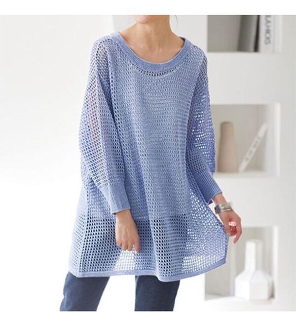 BELLUNA（ベルーナ）の「前後で着れる！ラメ入り透かし編リボンデザインニット（ニット・セーター）」｜詳細画像