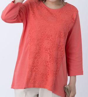 BELLUNA（ベルーナ）の「レース切替大人顔プルオーバー（カットソー）」｜ピンク