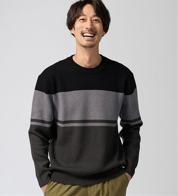 REMEN'S（リメンズ）の「【洗える】やわらかタッチボーダークルーネックセーター（メンズニット・セーター）」｜詳細画像