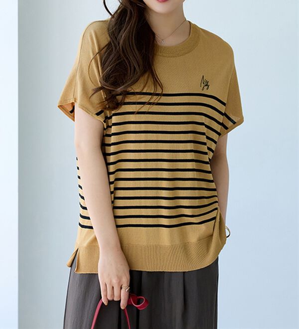 BELLUNA（ベルーナ）の「【快適Ｌａｂ．】Tシャツより上品！ひんやり洗えるニットＴ（ニット・セーター）」｜詳細画像