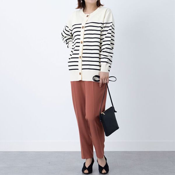 BELLUNA（ベルーナ）の「ボーダークルーネックカーディガン（ニットカーディガン）」｜詳細画像