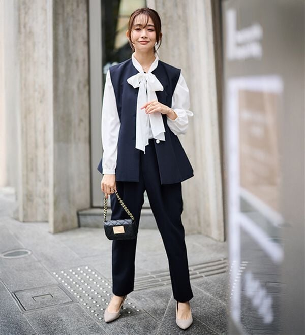 RANAN（ラナン）の「【２点セット】防シワ！ペプラムベストセットアップ（パンツスーツ）」｜詳細画像