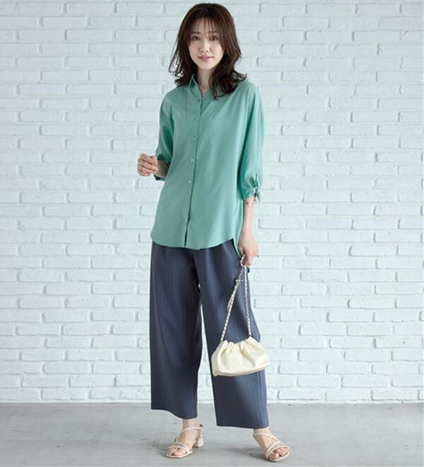 BELLUNA（ベルーナ）の「【吸水速乾】イージーケア！袖リボンシャツチュニック（チュニック）」｜詳細画像