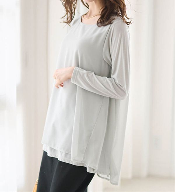 RANAN（ラナン）の「異素材切替フレアーチュニック（チュニック）」｜詳細画像