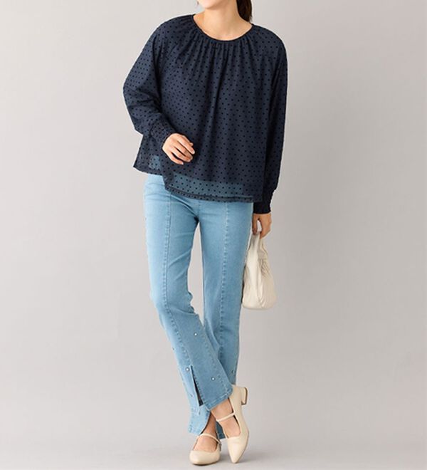 alotta（アロッタ）の「ハート柄フロッキーチュールブラウス（ブラウス）」｜詳細画像