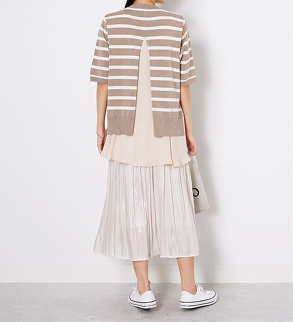 BELLUNA（ベルーナ）の「【2点セット】バックスリットボーダーニットアンサンブル（ニット・セーター）」｜詳細画像