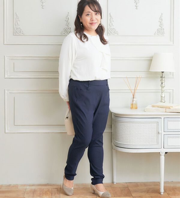 A HAPPY MARILYN（アハッピーマリリン）の「【Ｌ～８Ｌ／選べるデザイン】ストレッチ裏起毛美脚パンツ（テーパードパンツ）」｜詳細画像