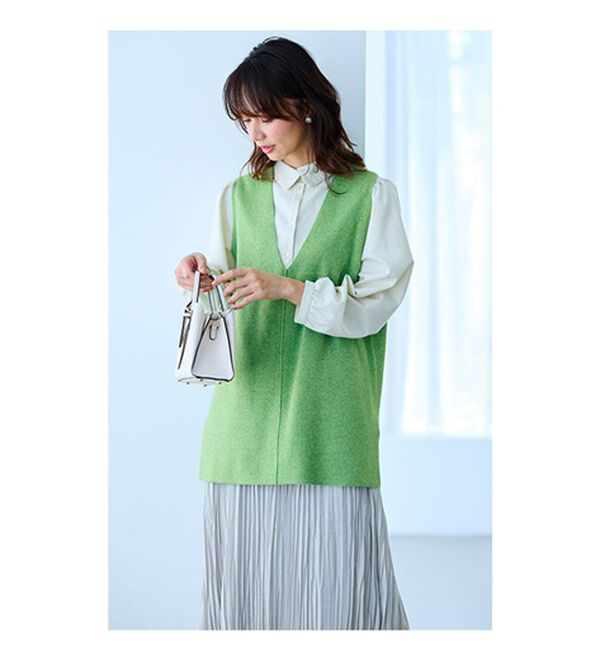 BELLUNA（ベルーナ）の「エコ素材シンプルロングニットベスト（ベスト）」｜詳細画像