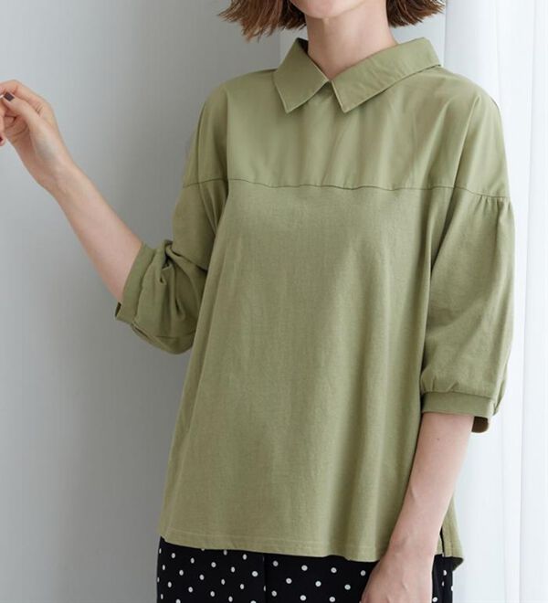 BELLUNA（ベルーナ）の「衿付き異素材切替プルオーバー（カットソー）」｜詳細画像