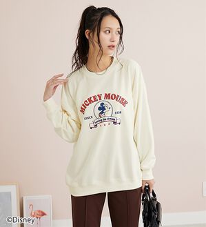 BELLUNA（ベルーナ）の「＜Ｄｉｓｎｅｙ＞【ミッキー】プリントポンチ素材ビッグシルエットトレーナー（トレーナー・スウェット）」｜クリーム