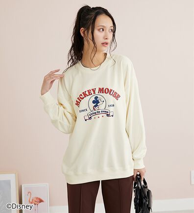 BELLUNA（ベルーナ）の「＜Ｄｉｓｎｅｙ＞【ミッキー】プリントポンチ素材ビッグシルエットトレーナー（トレーナー・スウェット）」