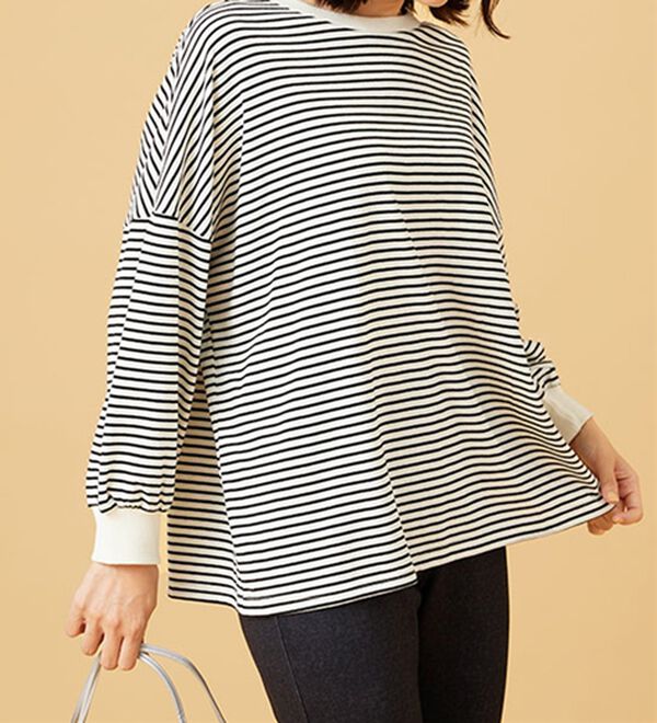 BELLUNA（ベルーナ）の「ゆったり体型カバー！ボーダープルオーバー（カットソー）」｜詳細画像