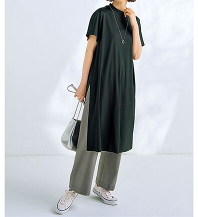 BELLUNA（ベルーナ）の「【UNDOVE】＜日本製＞クールコットン１００％スリットワンピース（カットソーワンピース）」