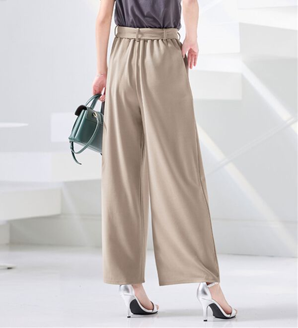 alotta（アロッタ）の「【４つの機能付】ひんやり共布リボン付ワイドパンツ（ワイドパンツ・ガウチョ）」｜詳細画像