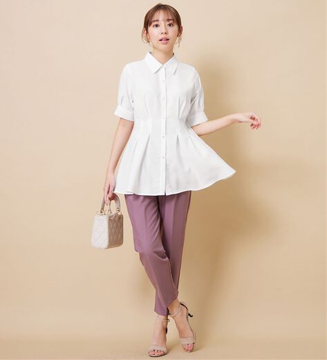 cheer / チアー バックタックリネンワイドチュニックブラウス * 美品