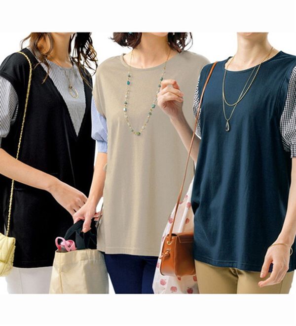 ルフラン（ルフラン）の「【３色組】重ね着風！デザイン違いプルオーバー（カットソー）」｜3色組