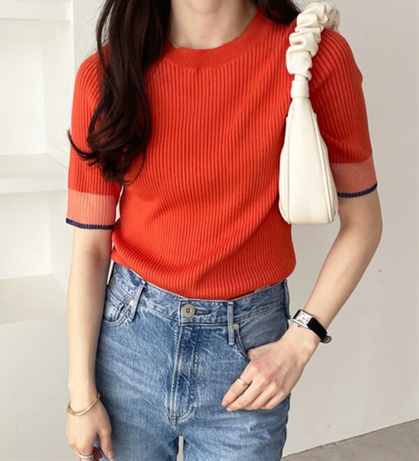 GeeRA（ジーラ）の「『ドラマ着用商品』 袖口シアーリブニット（ニット・セーター）」｜詳細画像