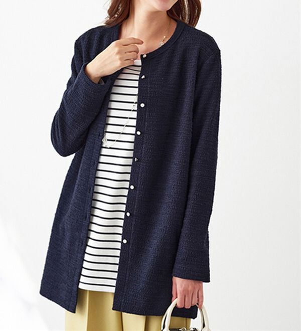 BELLUNA（ベルーナ）の「ツイード調カーデ&times;ボーダーアンサンブル（アンサンブル）」｜詳細画像