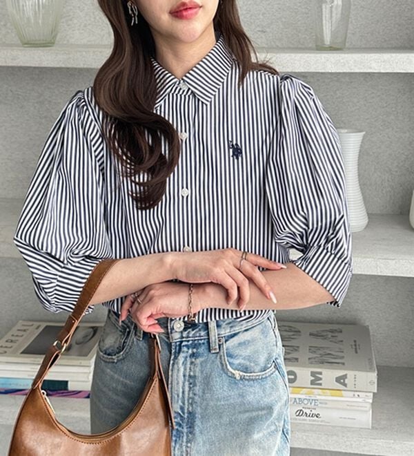 GeeRA（ジーラ）の「【Ｕ．Ｓ．　ＰＯＬＯ　ＡＳＳＮ．】ボリューム袖シャツブラウス（ブラウス）」｜詳細画像