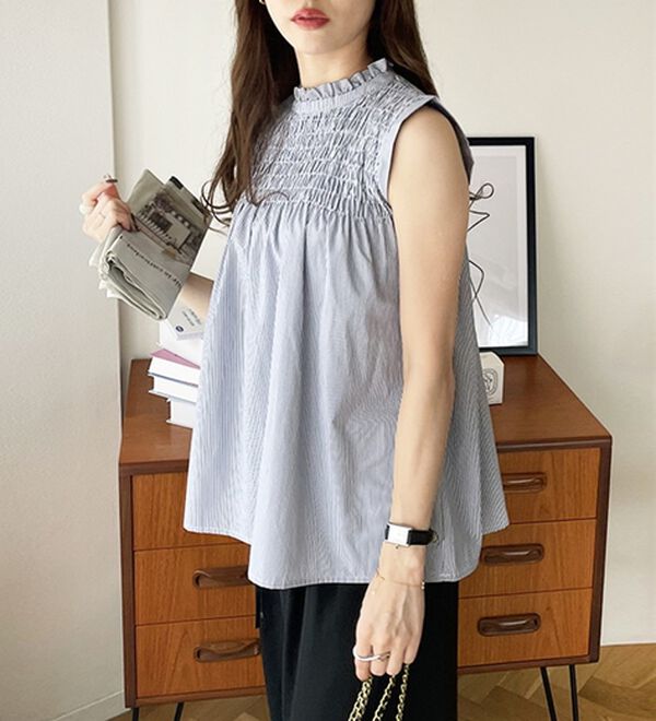 GeeRA（ジーラ）の「ストライプシャーリングブラウス（アンサンブル）」｜詳細画像