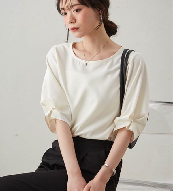RANAN（ラナン）の「【ひんやり】袖タックデザインきれい見えブラウス（ブラウス）」｜詳細画像