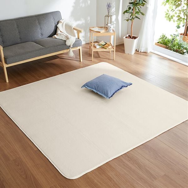 iellio（イエリオ）の「洗えるはっ水フランネルラグ＜ホットカーペット対応・撥水・洗濯可能＞（カーペット）」｜アイボリー
