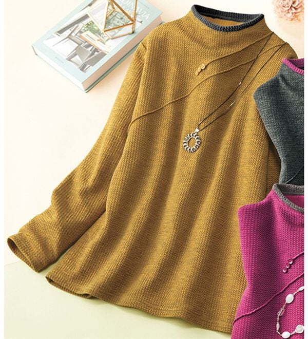 ルフラン（ルフラン）の「上品ジャカードプルオーバー（カットソー）」｜マスタード