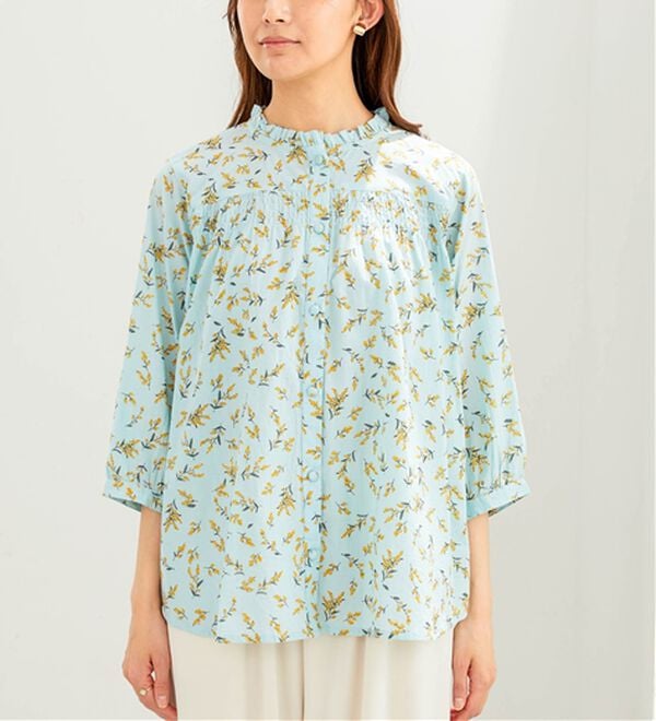 BELLUNA（ベルーナ）の「＜ＩＮＤＩＡ＞胸元シャーリングブラウス（ブラウス）」｜詳細画像